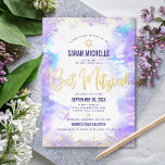 Bat Mitzvah moderne lila Aquarellgoldfarbe Folieneinladung<br><div class="desc">Seien Sie stolz, freuen Sie sich und präsentieren Sie diesen Meilenstein Ihres Lieblings-Bat Mitzvah! Versenden Sie dieses atemberaubende, moderne, funkelnd, reale Goldfolie, Punkte und Typografie-Skript vor einem weichen lila Aquarellhintergrund, personalisierte Einladung für eine Veranstaltung, sich zu erinnern. Personalisieren Sie den benutzerdefinierten Text mit dem Namen, Datum und Veranstaltungsort Ihres Bat...</div>