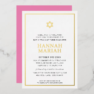 BAT MITZVAH moderne minimale Sternengrenze rosa Fo Folieneinladung
