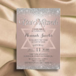 Bat Mitzvah Moderne Rose Gold & Silver Glitzer Einladung<br><div class="desc">Bat Mitzvah Moderne Rose Gold Silver Glitzer Einladungen.</div>