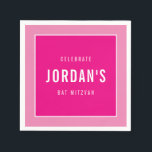 BAT MITZVAH Moderner Fettblock hübsch rosa Serviette<br><div class="desc">von kat massage >>> WWW.SIMPLYSWEETPAPERIE.COM <<<</div>