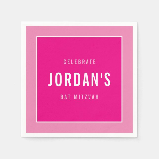 BAT MITZVAH Moderner Fettblock hübsch rosa Serviette (Vorderseite)