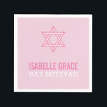BAT MITZVAH Moderner hübscher rosa Stern Serviette<br><div class="desc">von kat massage >>> WWW.SIMPLYSWEETPAPERIE.COM <<<</div>