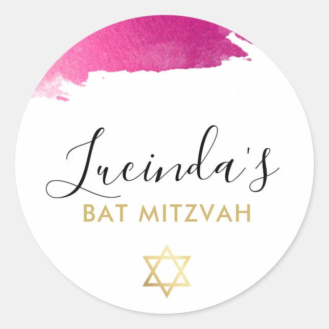 BAT MITZVAH Moderner Luxus vergoldetes goldfarbene Runder Aufkleber (Vorderseite)