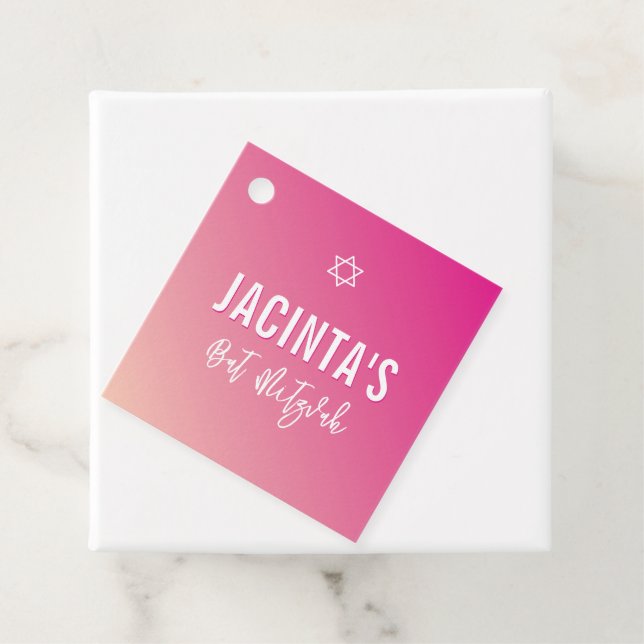 BAT MITZVAH Moderner Stern hellrosa Farbverlauf Geschenkanhänger (Beispiel)