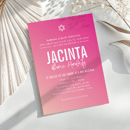 BAT MITZVAH Moderner Stern hübsch rosa Farbverlauf Einladung