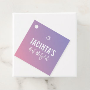 BAT MITZVAH Moderner Stern lila rosa Farbverlauf Geschenkanhänger