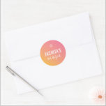 BAT MITZVAH Moderner Stern rosa gelber Farbverlauf Runder Aufkleber<br><div class="desc">von kat massage >>> https://linktr.ee/simplysweetpaperie <<<</div>