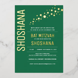 Bat Mitzvah Modernes Elegantes GOLD Folieneinladung