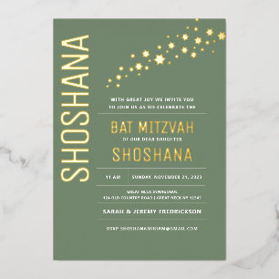 Bat Mitzvah Modernes Elegantes GOLD Folieneinladung