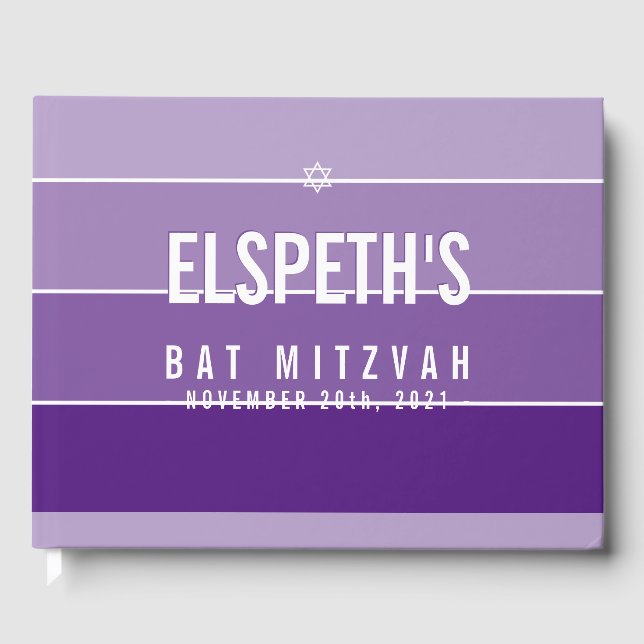 BAT MITZVAH Modernes, fett gewachsenes ombre block Gästebuch (Vorderseite)