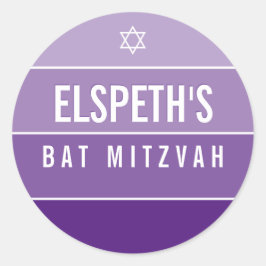 BAT MITZVAH Modernes, fett gewachsenes ombre block Runder Aufkleber