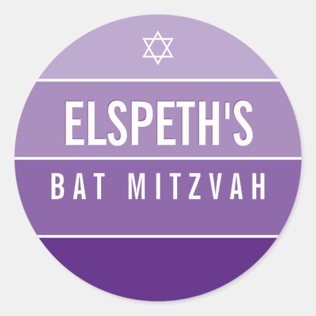 BAT MITZVAH Modernes, fett gewachsenes ombre block Runder Aufkleber (Vorderseite)
