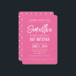 BAT MITZVAH Modernes hübsch-rosa-weißes Drehgoldgo Einladung<br><div class="desc">per kat massard >>> kat@simplysweetPAPERIE.com <<< Ein trendy Einladungsdesign für das BAR/BAT MITZVAH Setup als Vorlage ist es für Sie einfach, Ihre eigenen Daten hinzuzufügen, oder auf die Schaltfläche Anpassen zu drücken und Sie können Text, Schriftart, Größen etc. TIP: 1 hinzufügen oder ändern. Um Grafiken zu ändern/verschieben/die Hintergrundfarbe zu ändern,...</div>