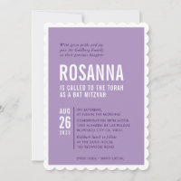 BAT MITZVAH Modernes minimales Design lila
