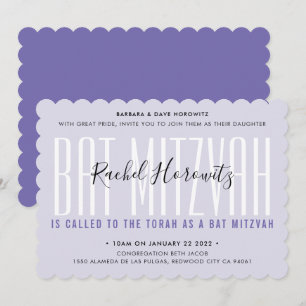 BAT MITZVAH Modernes Overlay-Typografie-Mädchen li Einladung