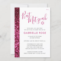 Bat Mitzvah Modernes Rosa Minimaler Glitzer Streif