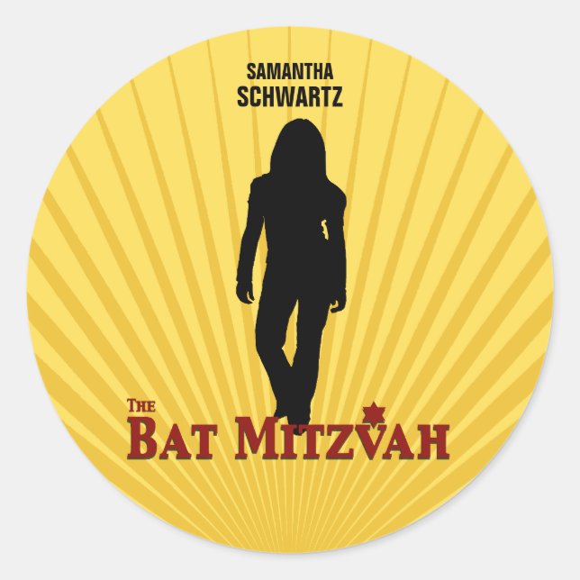 Bat Mitzvah Movie Star Sticker Yellow Blue (Vorderseite)