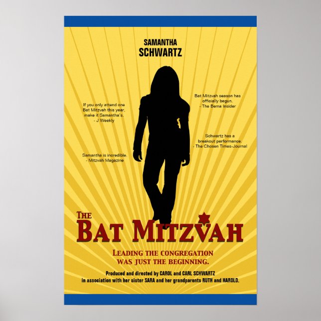 Bat Mitzvah Movie Star Yellow Blue Poster (Vorne)