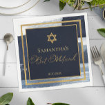 Bat Mitzvah Napkins | Abstraktes Blau Serviette<br><div class="desc">Entdecken Sie die exquisite Verschmelzung von abstraktem Design und kultureller Bedeutung in dieser abstrakten, blau vergoldeten Fledermaus-Mitzvah-Foliendicke. Mit einem faszinierenden, künstlerischen Design, das von der Schönheit des jüdischen Erbes inspiriert wird, werden diese Servietten die Bühne für ein unvergessliches Fest, das das Beste des Alten mit dem Neuen verbindet, Set geben....</div>