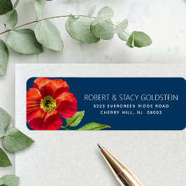 Bat Mitzvah Navy Blue Floral Moderne Rücksendeadre