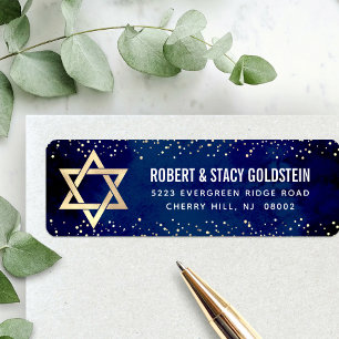 Bat Mitzvah Navy Gold Glitter Fett Rücksendeadress