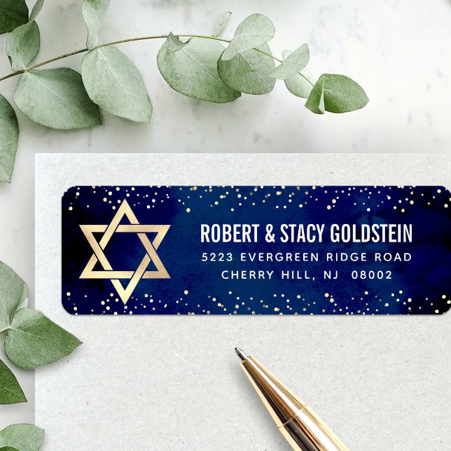 Bat Mitzvah Navy Gold Glitzer Kühne Rücksendeadres (Von Creator hochgeladen)