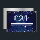 Bat Mitzvah Navy Silver Glitzer Script Watercolor RSVP Karte<br><div class="desc">Seien Sie stolz, freuen Sie sich und präsentieren Sie diesen Meilenstein Ihres Lieblings-Bat Mitzvah! Inklusive dieser atemberaubenden, modernen, personalisierten UAWG Einsteckkarte für Ihre Veranstaltung. Graphische Imitate Silber-Folie Kalligraphie Skript und Konfetti Overlay ein reichhaltiges, dramatische, marineblau blaues Aquarell Hintergrund. Personalisieren Sie den benutzerdefinierten Text mit dem Datum "Antwort bis". Matching und...</div>