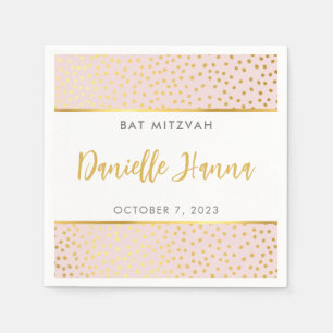 Bat Mitzvah niedliche schwarz rosa Goldpolka Punkt Serviette