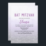 Bat Mitzvah Ombre Lavender Einladung<br><div class="desc">Bat Mitzvah Ombre Lavender Watercolor Imitate Silver Glitzer Einladung</div>