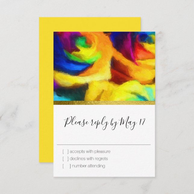 Bat Mitzvah Painted Rainbow Rose RSVP Card (Vorne/Hinten)