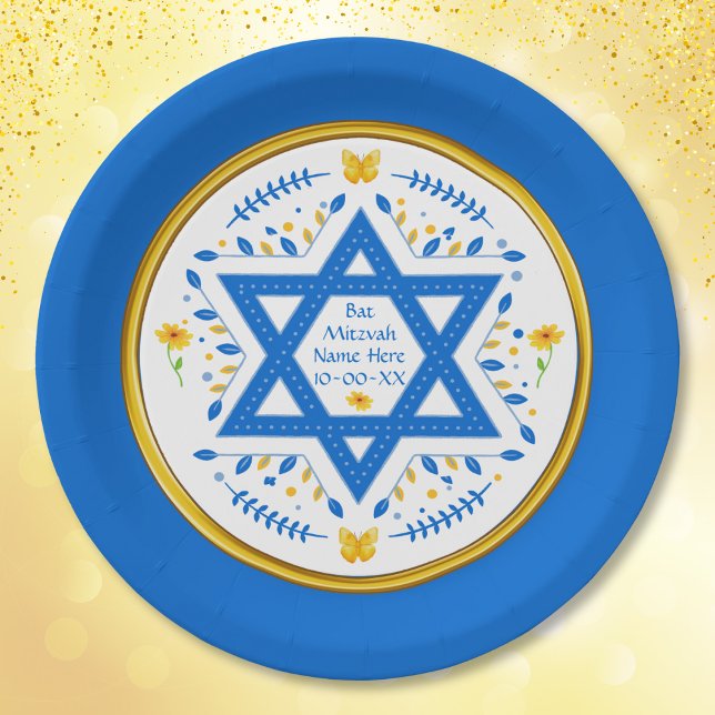 Bat Mitzvah Papier Teller. Personalisiert Pappteller (Bat Mitzvah Plates and Napkins. Bat Mitzvah party supplies, Bat Mitzvah party for girls. Bat Mitzvah)