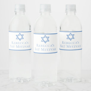 Bat Mitzvah Party Blue Star von David Wasserflaschenetikett