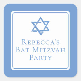 Bat Mitzvah Party Light Blue Star von David Quadratischer Aufkleber