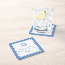 Bat Mitzvah Party Light Blue Star von David Rechteckiger Pappuntersetzer