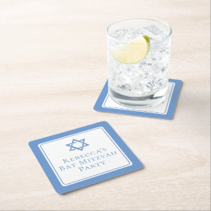 Bat Mitzvah Party Light Blue Star von David Rechteckiger Pappuntersetzer