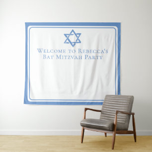 Bat Mitzvah Party Light Blue Star von David Wandteppich
