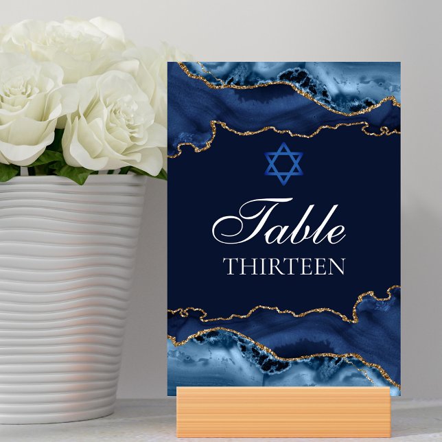 Bat Mitzvah Party Navy Blue Gold Star von David Tischnummer (Von Creator hochgeladen)