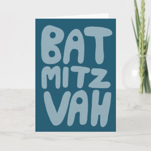 BAT MITZVAH Personalisierbare Grußkarte Blau Türki Karte