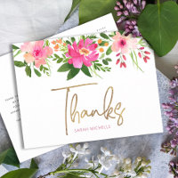 Bat Mitzvah Pink Floral Gold Script Vielen Dank