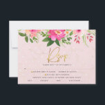 Bat Mitzvah Pink Floral Watercolor Gold Typografie RSVP Karte<br><div class="desc">Seien Sie stolz, freuen Sie sich und feiern Sie diesen Meilenstein Ihres Lieblings-Bat Mitzvah mit dieser raffinierten, personalisierten UAWG Insert-Karte für Ihre Veranstaltung! Eine atemberaubende, rosa und pfirsichfarbene Aquarellfarbe mit Imitaten, Goldfolien-Schrift-Typografie und moderne staubige Rose und graue Sans Serif-Typ Overlay versetzen einen weichen rosa & konfetti-Punktehintergrund. Zusätzliche Aquarellfarben-Blume und eine...</div>