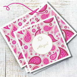 Bat Mitzvah Pink Gold Muster Moderne Serviette