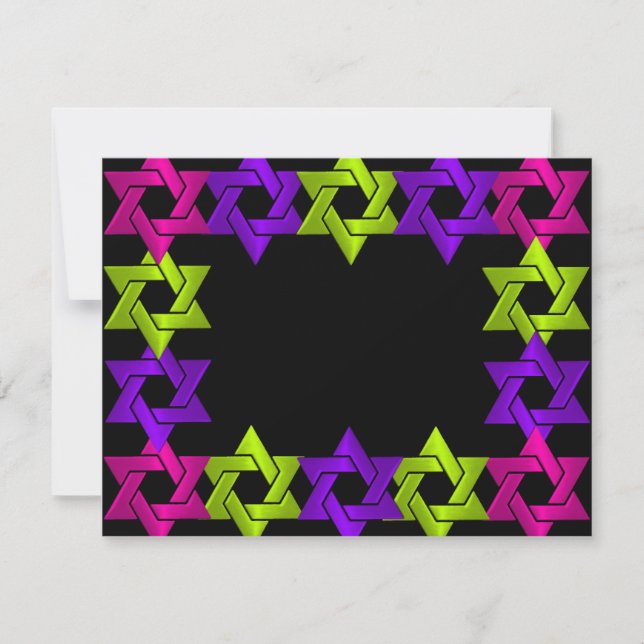Bat Mitzvah Pink Green Lila Star Jede Farbe UAWG RSVP Karte (Vorderseite)