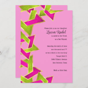 Bat Mitzvah Pink Green Star von David Invitat Einladung