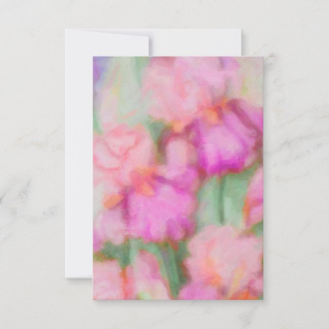 Bat Mitzvah Pink Irises UAWG RSVP Karte (Vorderseite)