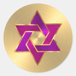 Bat Mitzvah Pink Lila Star von David Gold Runder Aufkleber