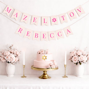 Bat Mitzvah Pink Star Mazel Tov 7 Buchstabe Mädche Wimpelkette