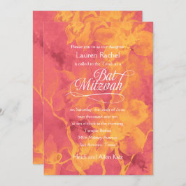Bat Mitzvah Pink und Orange Blume Einladung