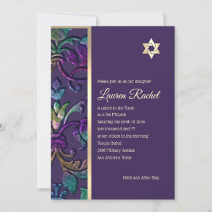 Bat Mitzvah Plum Lila Regenbogen Damask any color Einladung