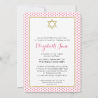 BAT MITZVAH polka dot pattern gold Glitzer pink