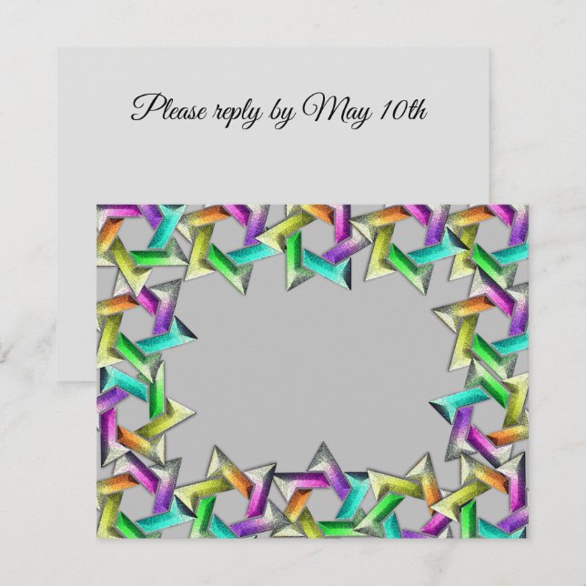 Bat Mitzvah Rainbow Star Jede UAWG RSVP Karte (Vorne/Hinten)